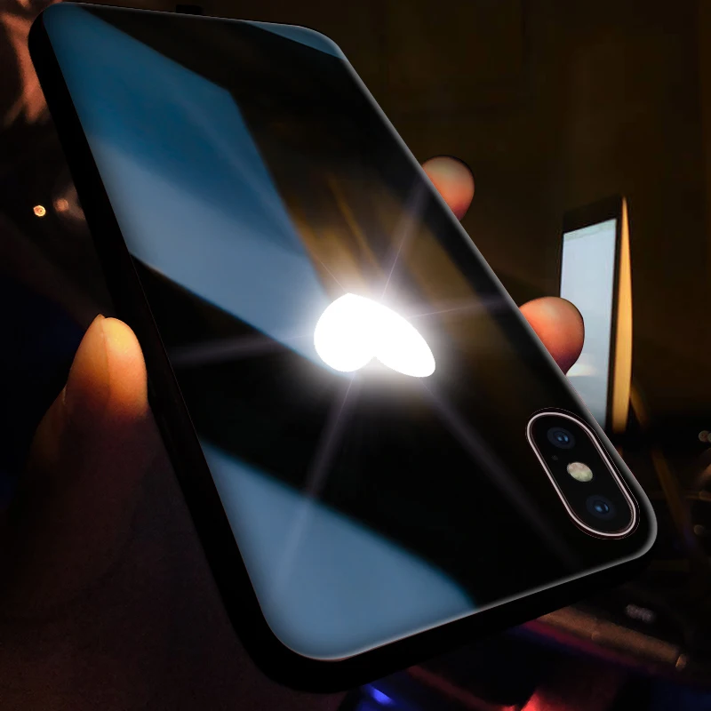Mofi умный светодиодный светящийся чехол для телефона для iPhone X чехол s задняя крышка для Apple iPhone 5,8 дюймов милый Блестящий стеклянный чехол s