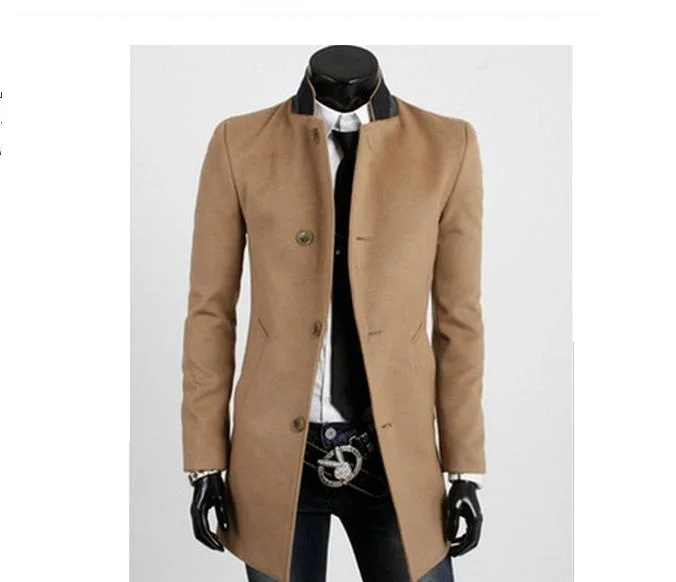 Черная мужская осенне зимняя ветровка пальто Корейская версия Молодежная модная