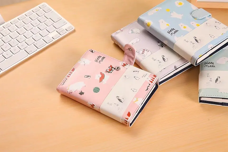 Kawaii Ноутбук милый полярный медведь кожаный журнал руки книгу блокнот A6 дневник планировщик персональный органайзер подарок канцтовары оптом libros