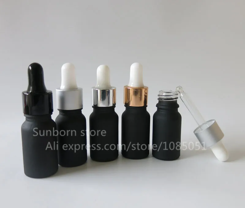 200 шт х 10 мл Черное Матовое Стекло флакон капельница для масла|frosted glass bottle|frost black