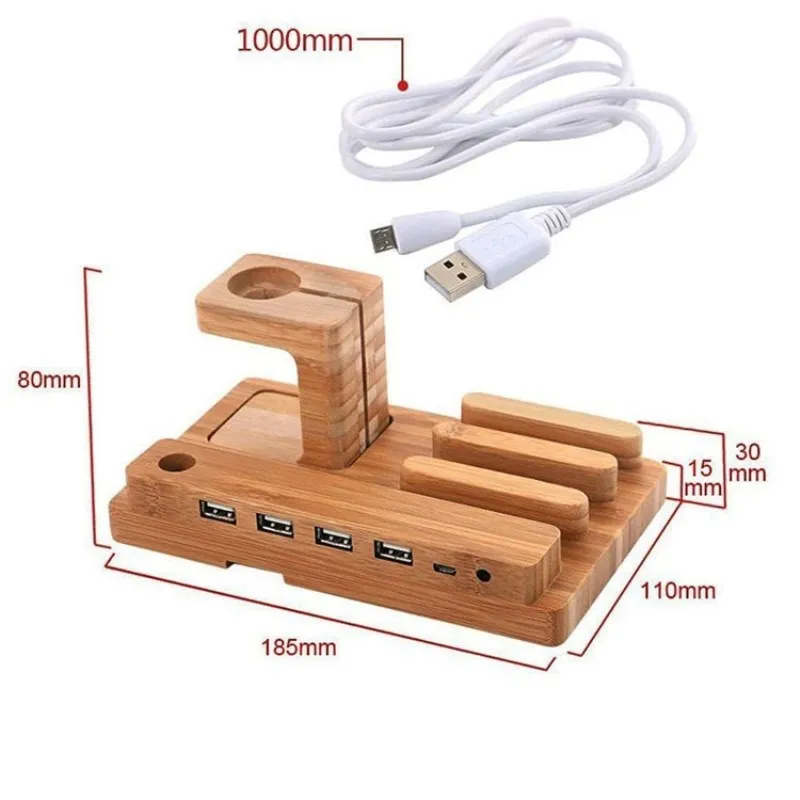 Бамбуковая док станция для зарядки Apple Watch подставка зарядного устройства iPhone 7 8 X