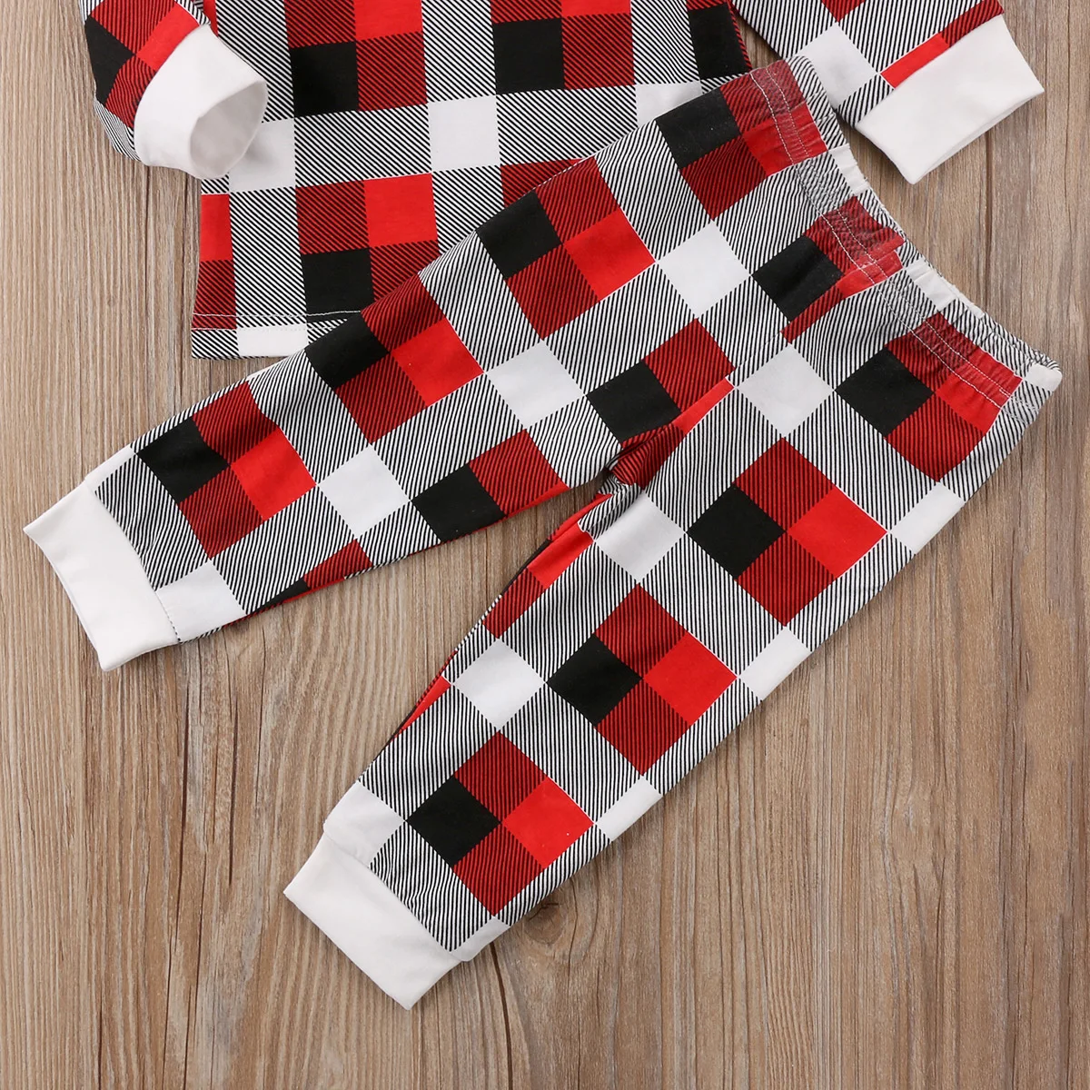 Красная футболка в клетку с длинными рукавами для новорожденных и малышей + штаны