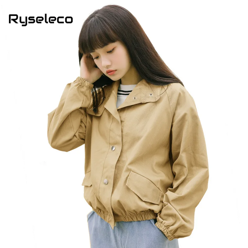 

Woman Autumn Coats and Jackets Student's Fashion Pure Color BF Style Harajuku Loose Big Casual Regular Jacket casaco feminino