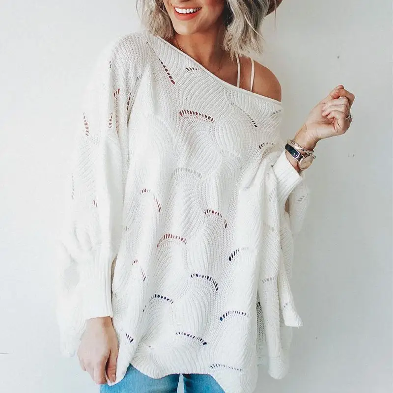 Femajor женский осенне-зимний Повседневный пуловер с дырочками свободный вязаный