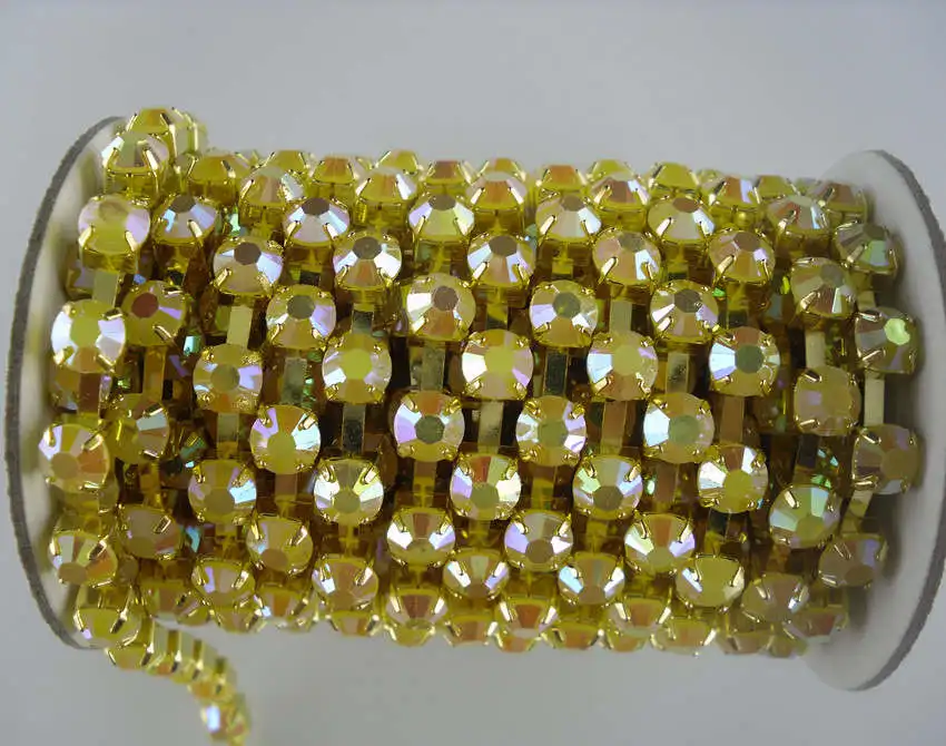 ANG601 lemon yellow SS30 костюм с аппликацией прозрачные стразы AB Crystal 6 мм из золотистого металла чашка коготь Планки для ключей 10 см 1-18color - Цвет: ANG601 lemon yellow