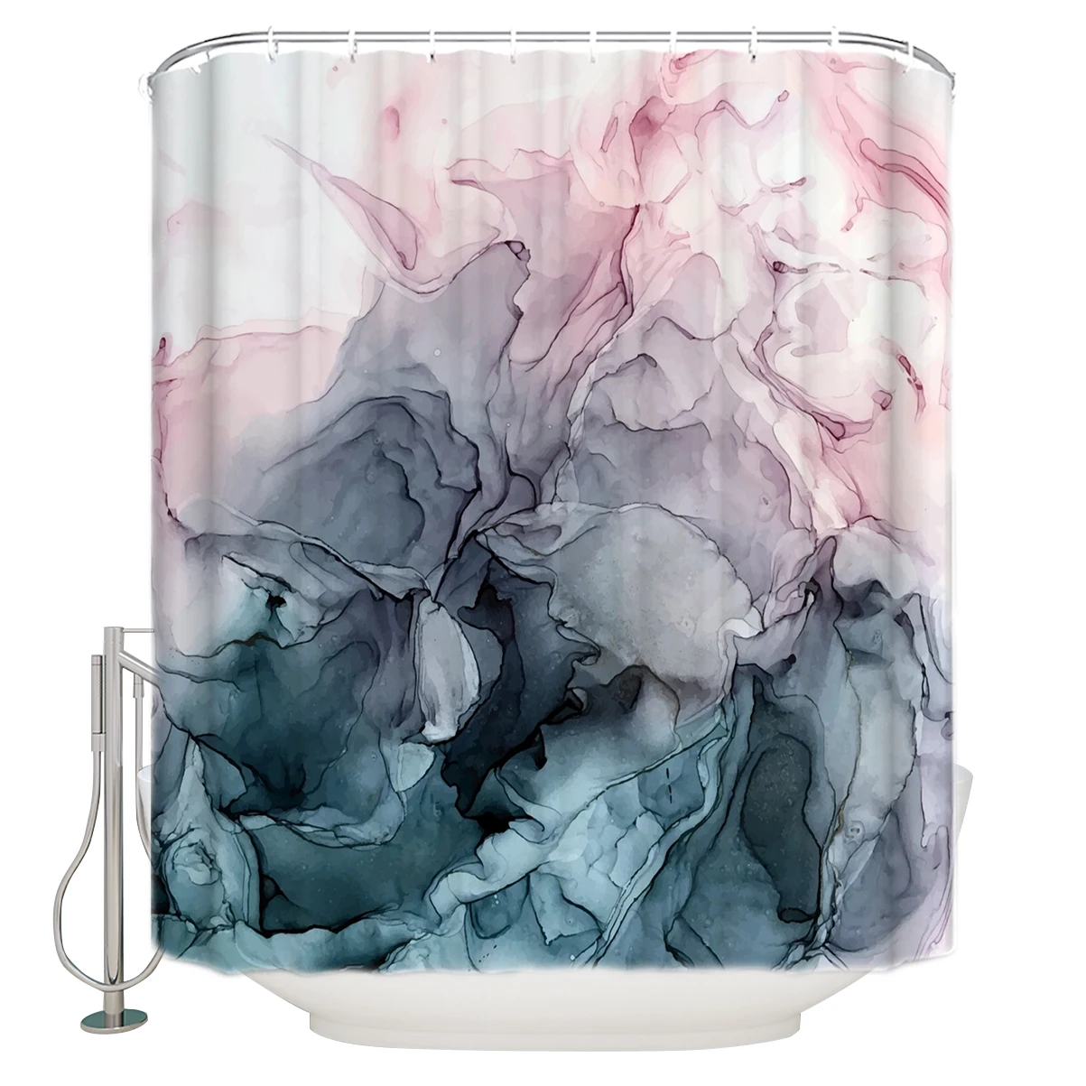 

Серая струящаяся Абстрактная живопись румян и Пейн, очень длинные тканевые занавески для душа, комплекты для декора ванной комнаты с крючка...