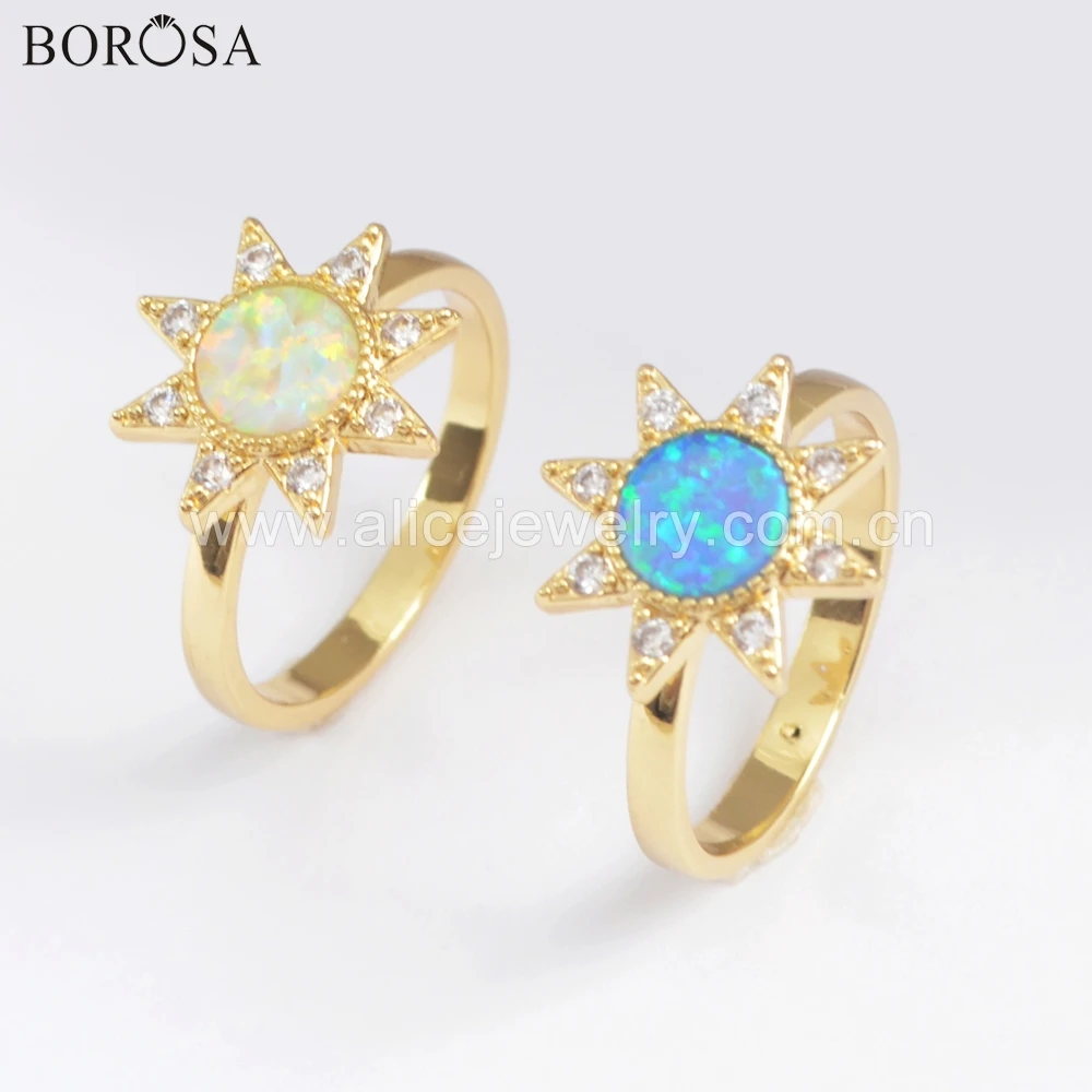 BOROSA 5 шт. новый золотой Безель кристалл CZ микро паве Круглый Синий Белый ручной