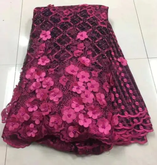 PWD18112801 african net lace fabric Green purple white pink embroidered tulle mesh with 3d flower | Дом и сад