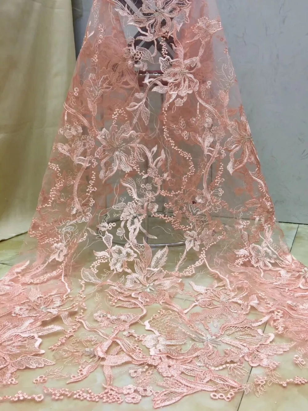 lovely flower embroidery net lace S-12167 soft tulle mesh for wedding dress | Дом и сад