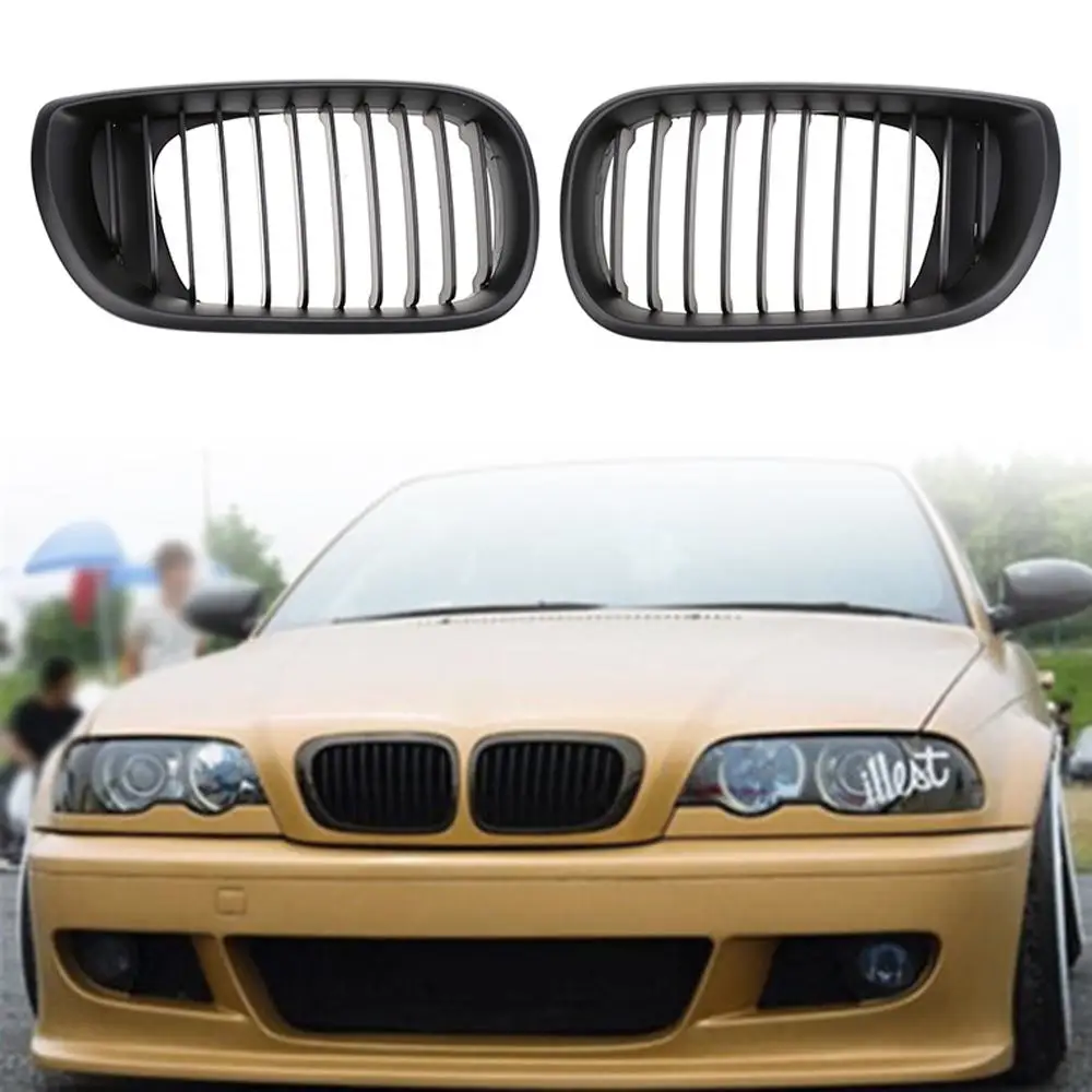 Горячая продажа 1 пара хромированные черные решетки передней для BMW 2002 2005 E46 4D 3 Series