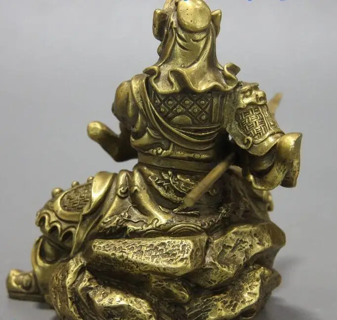 Китай (материк) Латунь Гуань Гун Скульптура Дракон боевых Бог богатства Статуя Юя