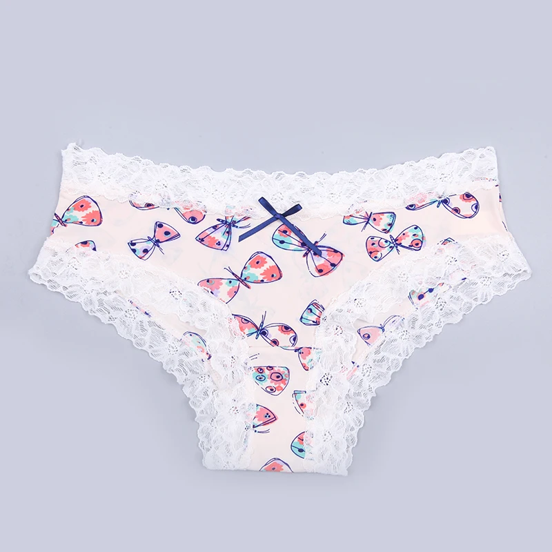 Women's Sexy Lace Cotton Pleated Hem Panties Casual Low Waist Lady's Underwear Knickers Wholesale 2018 |