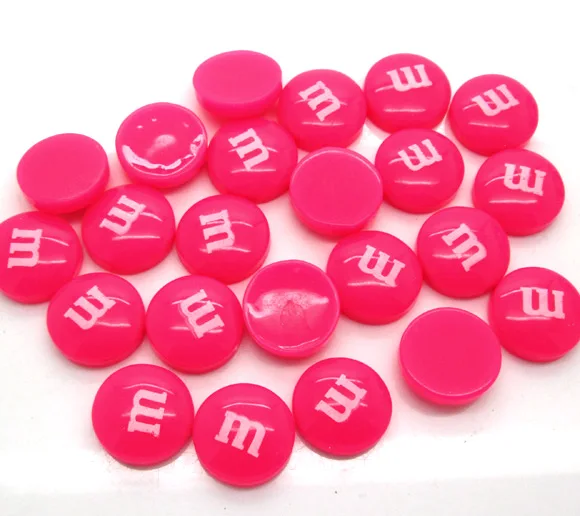 

50Pcs 14mm Fuschia Resin Decoration Crafts Letter M Bead Flatback Cabochon Scrapbook DIY Accessories Buttons