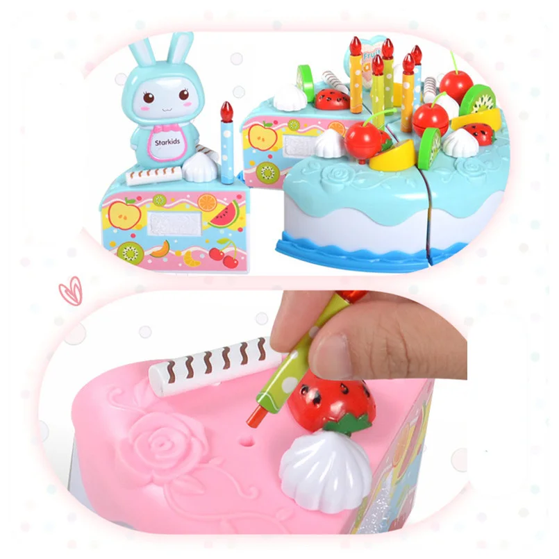 37 шт./компл. DIY игрушки для торта нарезка пищи фруктов кухни на день рождения дети