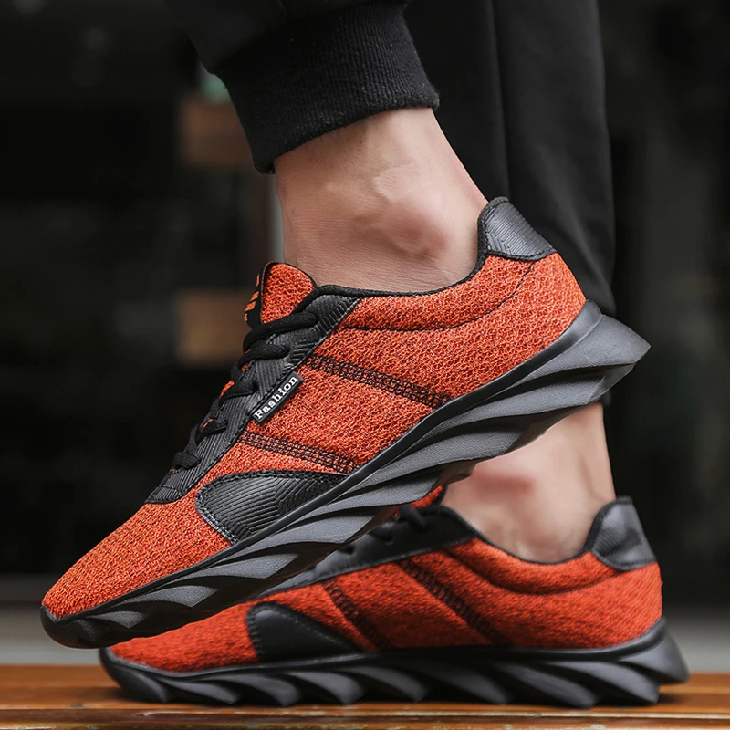 Большой размер кроссовки для бега Мужские дышащие на шнуровке Спортивная
