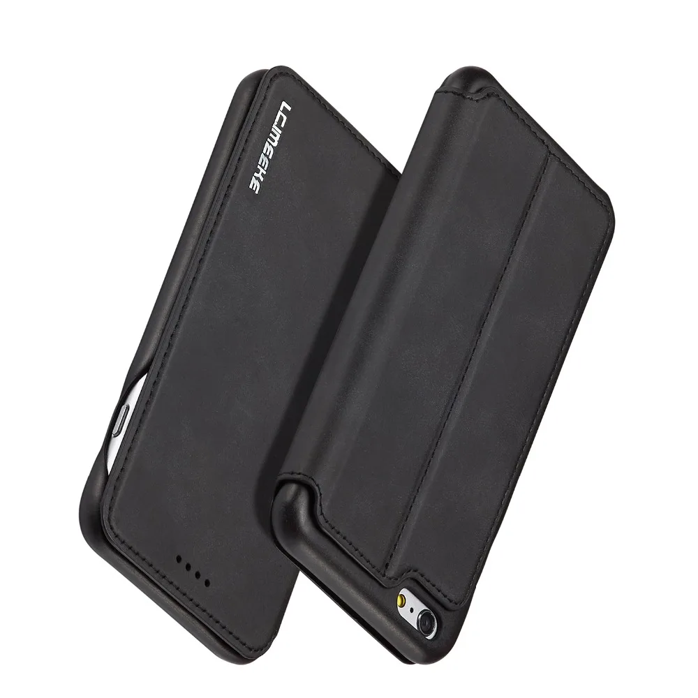 Кожаный флип чехол для iPhone 6 6s Plus 5 5/4 7 дюймов кошелек Hoesjes Funda S черный серый