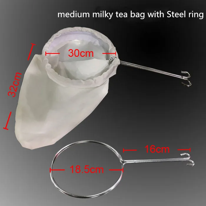 M with Steel ring Фильтр для молочного чая, хлопковый тканевый мешок, стальное кольцо для заваривания чая, свободный сетчатый фильтр для чая, дуршлаг, шелковые чулки, молочный чай, Дырокол - Цвет: M with Steel ring
