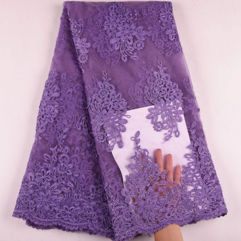 Soft Violet African Lace Fabric 2019 French Embroidery Tulle Nigerian For Wedding Dress Y1529 | Дом и сад