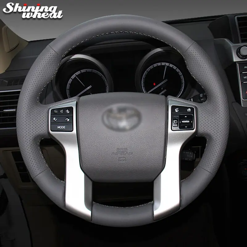 Dark gray Leather Блестящий пшеничный темно-серый кожаный чехол на руль для Toyota Land Cruiser Prado 2010 Tundra Tacoma 4Runner - Название цвета: Dark gray Leather