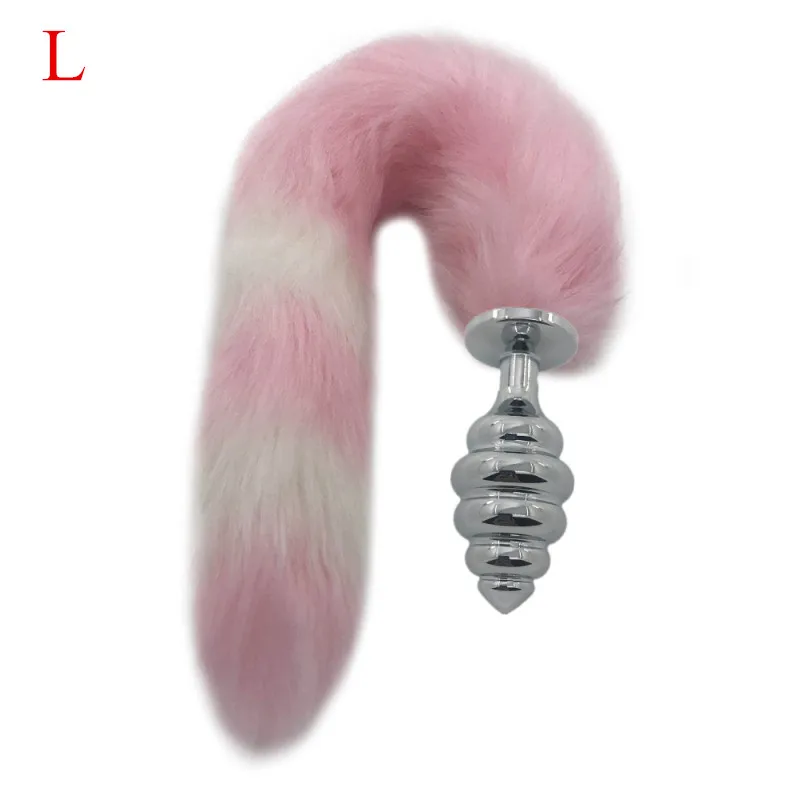 3 размера анальные секс игрушки Анальная пробка с розовым белым лисьим хвостом