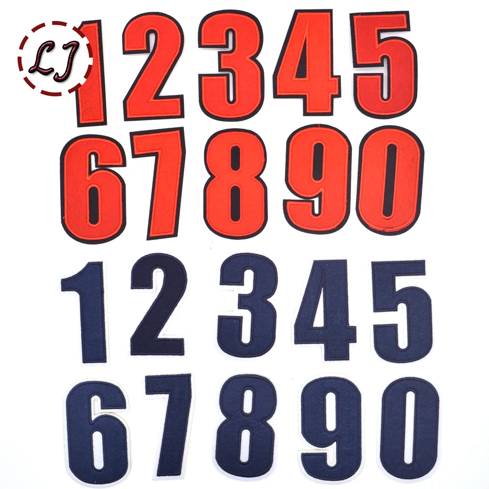 Высокое качество черный красный большие цифры нашивка с вышивкой тканевые