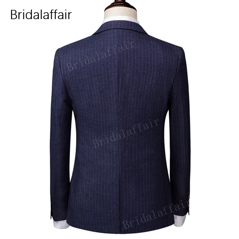 Замечательный Темно-синие костюм Для мужчин 2018 Slim Fit Мужские свадебные костюмы в