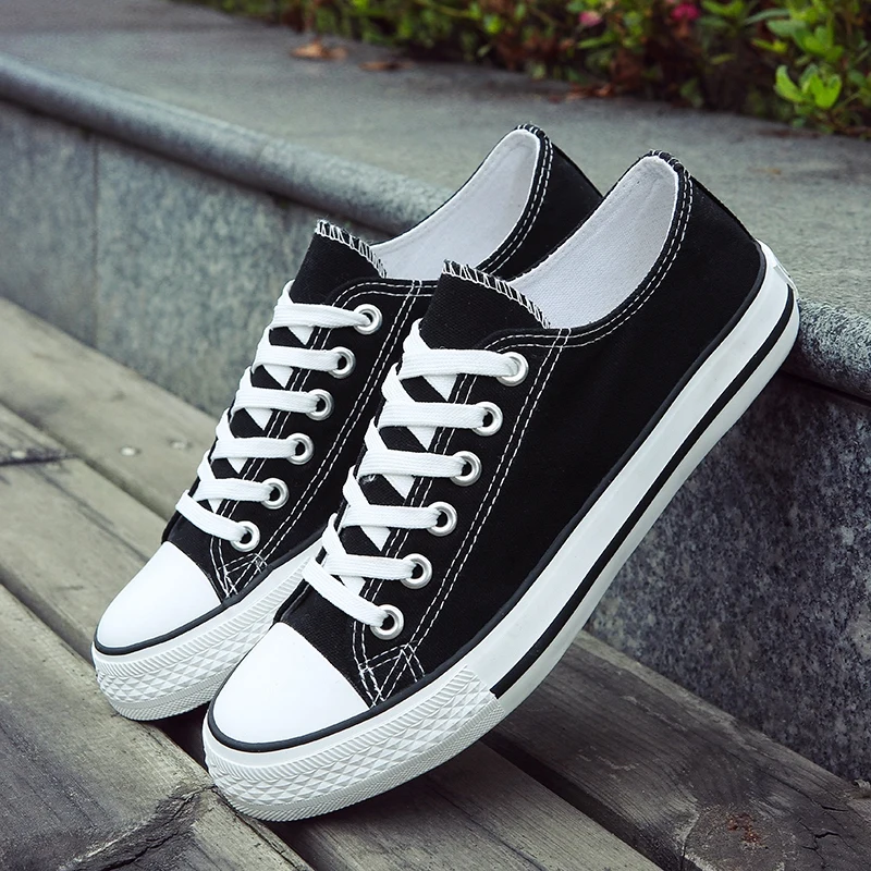 Black URBANFIND/Модная Молодежная мужская обувь; повседневные белые кроссовки унисекс; дышащая парусиновая обувь для прогулок; обувь на плоской подошве со шнуровкой для мужчин и женщин; Цвет Красный - Цвет: Black
