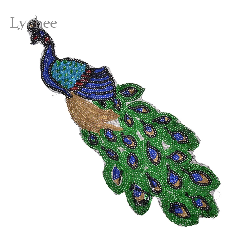 Lychee Life 1 шт. вышивка павлина с блестками нашивка вышитая аппликация на одежду