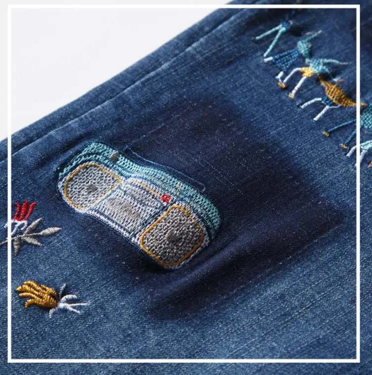 Женские эластичные джинсы с вышивкой европейские цветочной тонкие эластичным