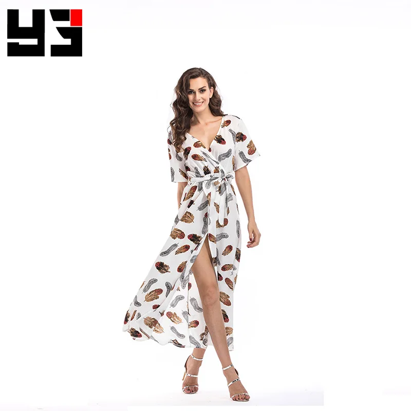 Винтажная Цветочная пляжная юбка с глубоким v образным вырезом платье короткими