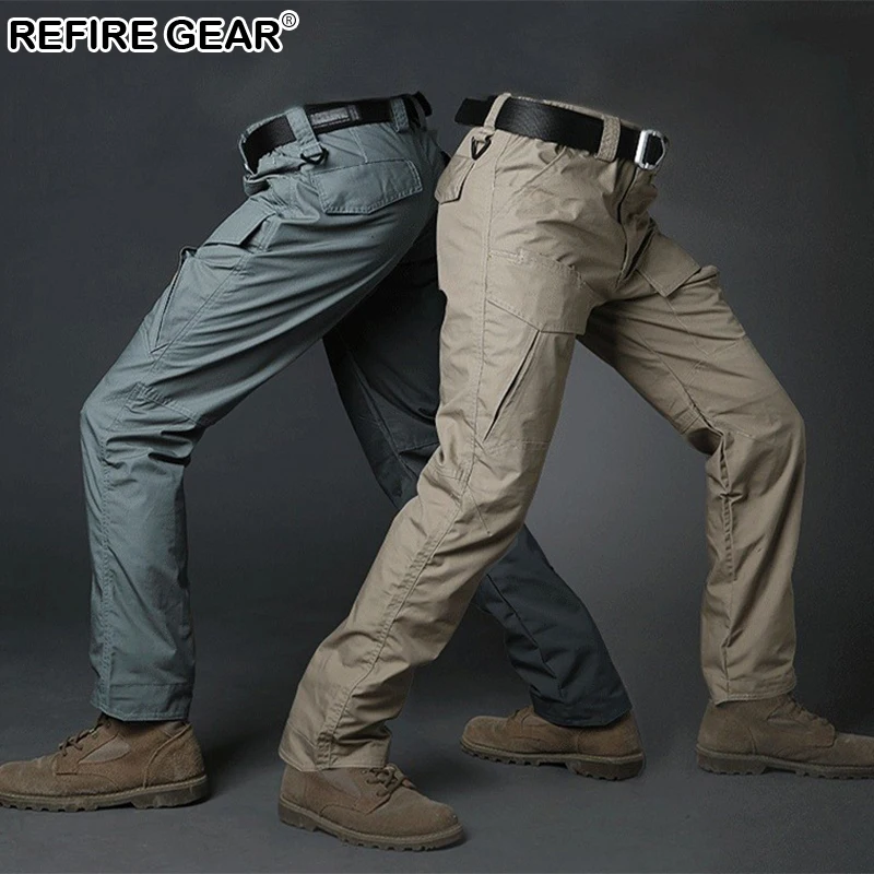 

Refire Gear Rip-Stop Cotton Waterproof Outdoor Pants Men Camouflage Hiking Camping Pants Man Multi Pockets Climbing Trousers