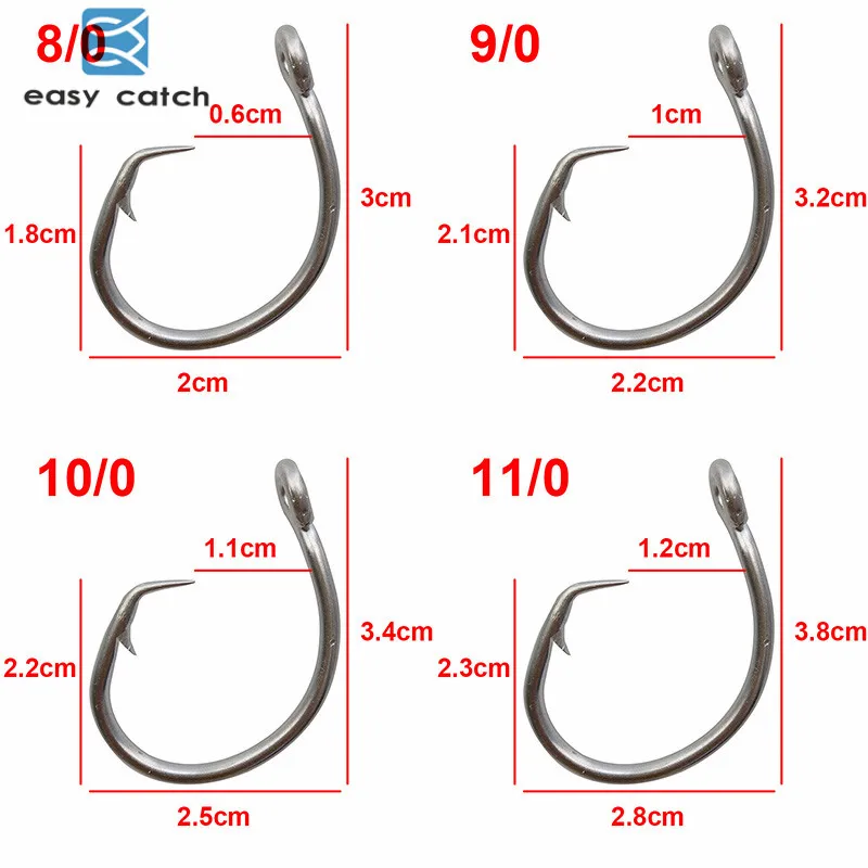 Easy Catch 50 шт. 39960 белый Смещенный тунец из нержавеющей стали кольцо размер 8/0 9/0 10/0 11/0