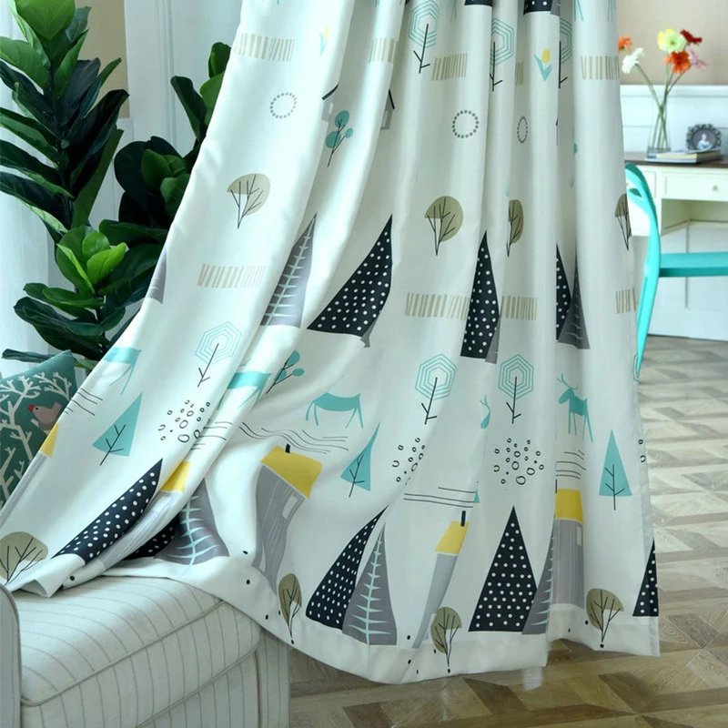 Мультяшная занавеска для спальни гостиной оленя/дерева/дома Детская окна и тюль