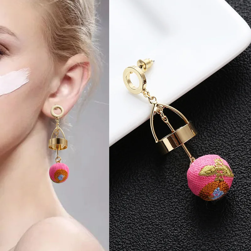 Модные женские вышитые серьги-капельки тканевые длинные серьги с цветами для