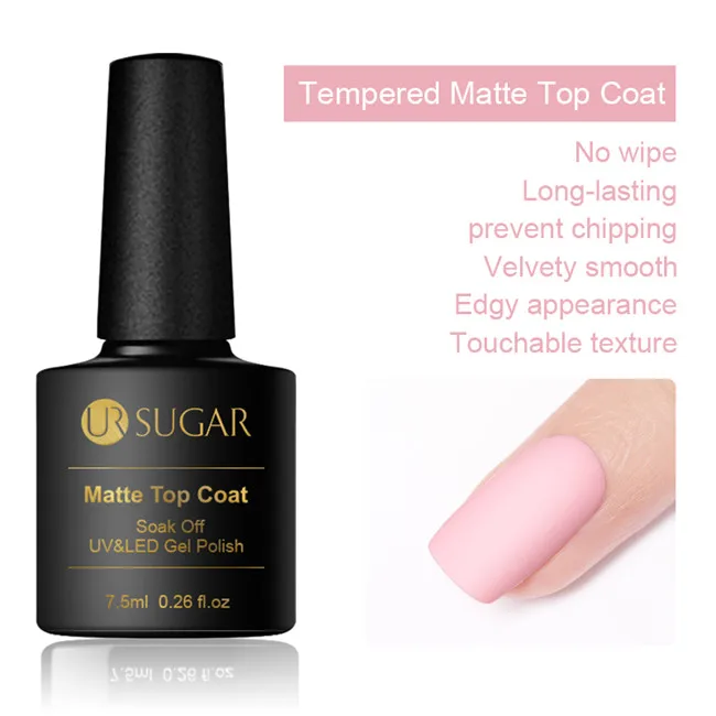 tempered matte top Ur Sugar 7,5 мл Базовое покрытие верхнее покрытие УФ светодиодный Гель-лак для ногтей полуперманентный праймер основа замочить от прозрачных лаков лак - Цвет: tempered matte top