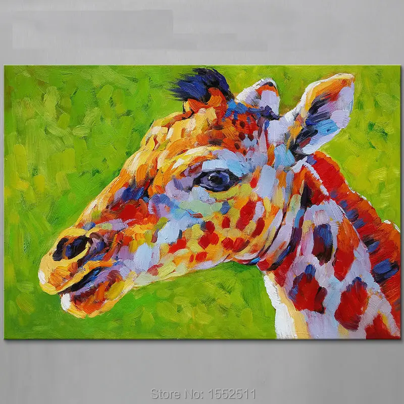 Картина маслом на холсте с изображением жирафа ручная работа для гостиной