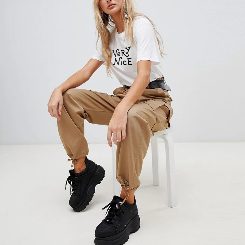 Женская футболка с буквенным принтом Повседневная Уличная в стиле Харадзюку