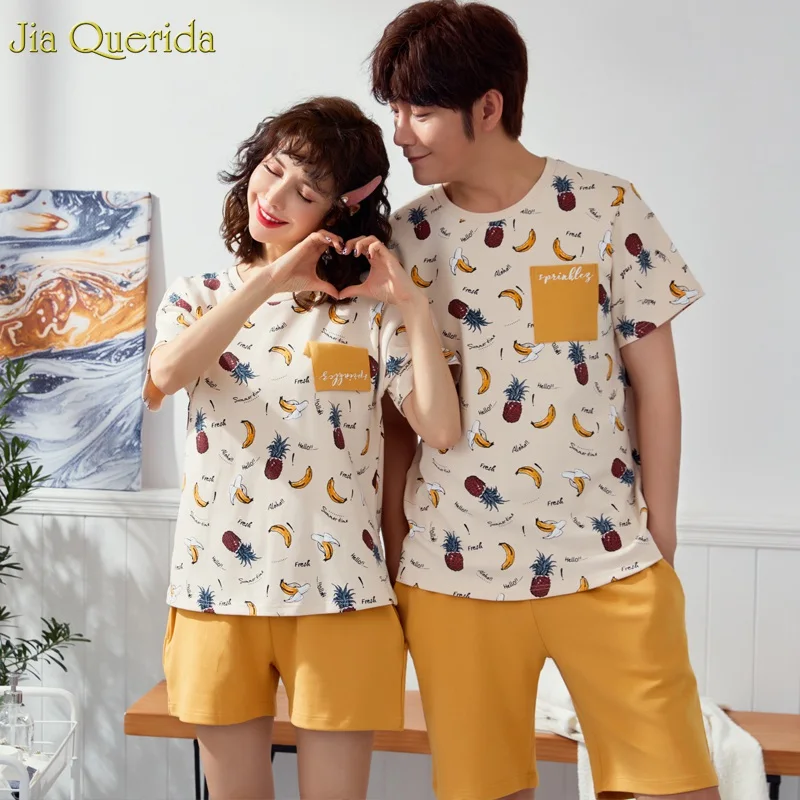 2019 летняя одежда для сна пары ананас банан с фруктовым принтом милая желтая