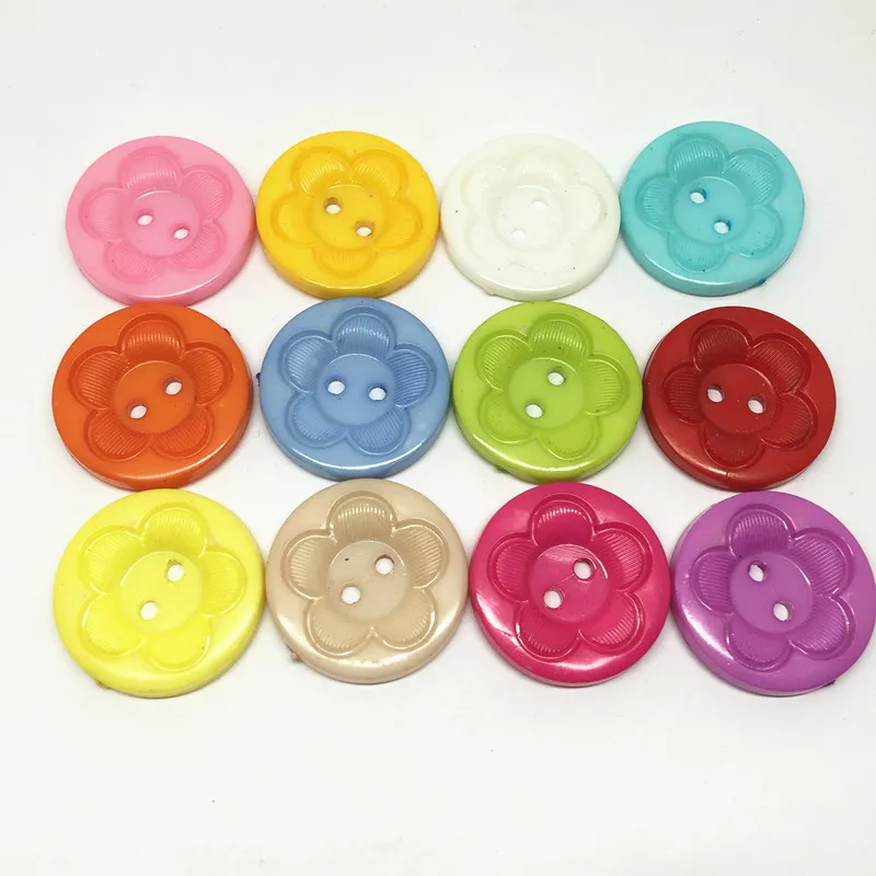 

100pcs 25mm Large Mixed Round Flower Nylon Buttons For Sewing Accessories Scrapbooking Cardmaking Embellishments
