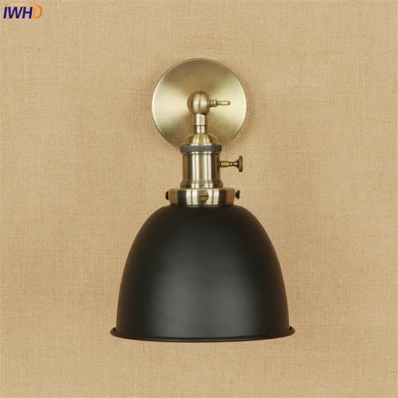 IWHD черный латунный Ретро светодиодный настенный светильник светильники Wandlamp E27 4W