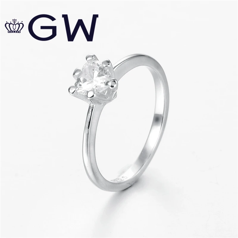 

100% 925 Sterling Silver Clear Crystal Ring Love Symbol Fashion Rings Best Christmas Gift For Women Jewelry Making