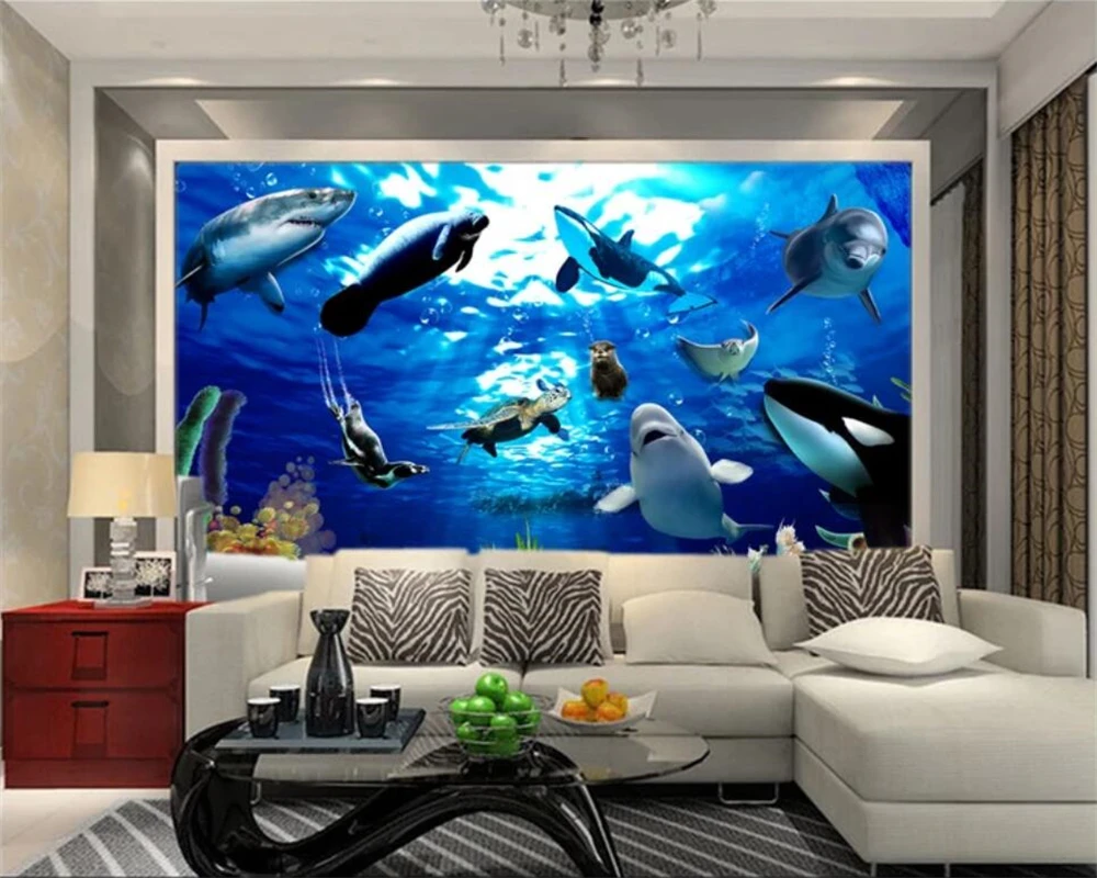Фотообои beibehang на заказ Красивые 3D Подводные Животные мира Изысканная Настенная