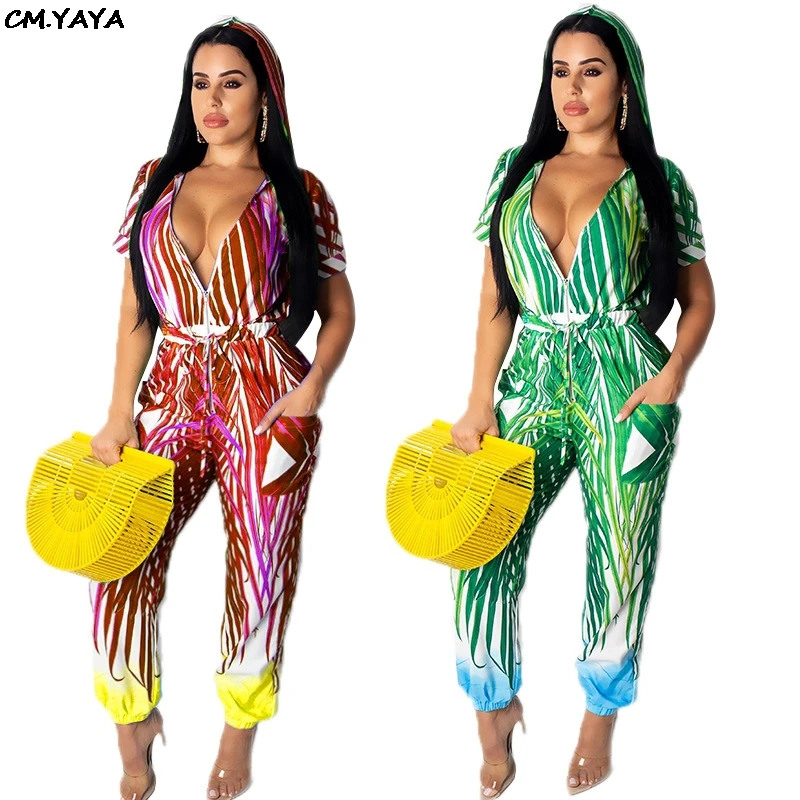 Женский комбинезон с 3d принтом в полоску винтажный праздничный капюшоном и