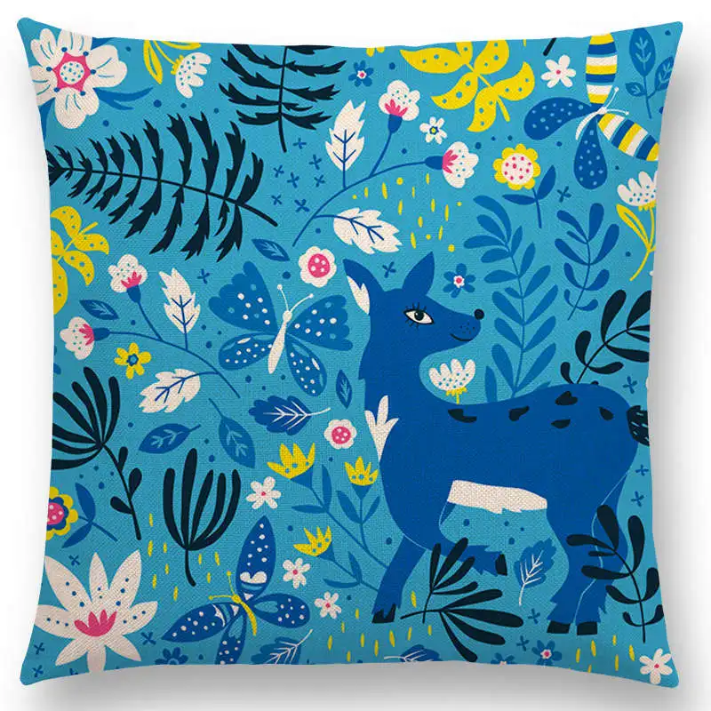 Милые маленькие животные цветочный узор птица Ежик олень Лебедь кролик красивые