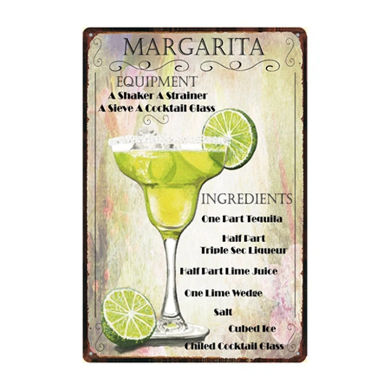 [Kelly66] Коктейль Lounge Mai Tai Margarita GIN FIZZ металлический знак оловянный плакат домашний Декор Бар настенная живопись 20*30 см размер Dy67 - Цвет: Dd-1008