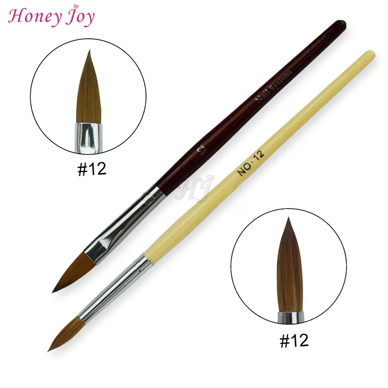 2 шт./лот акриловая кисть для дизайна ногтей с деревянной ручкой из волокон размер