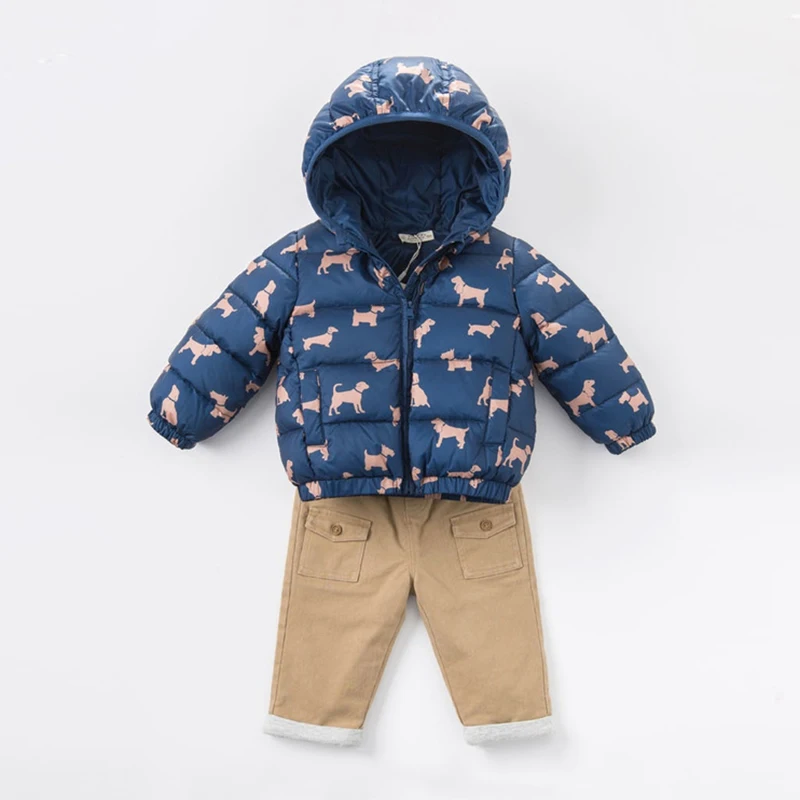 2017 зимние Куртки детская одежда Одежда для мальчиков маленьких Товары собак узор