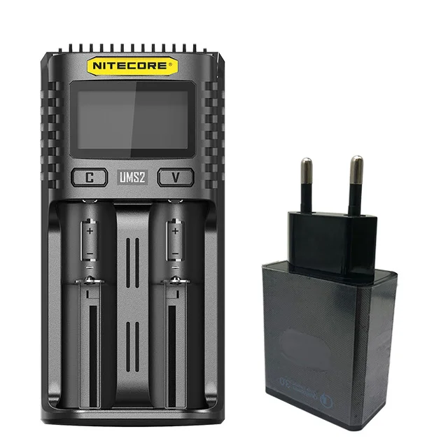 NITECORE UMS4 UMS2 интеллектуальное QC быстрое зарядное устройство 4A большой ток мульти-совместимое USB зарядное устройство - Цвет: UMS2 with EU Plug