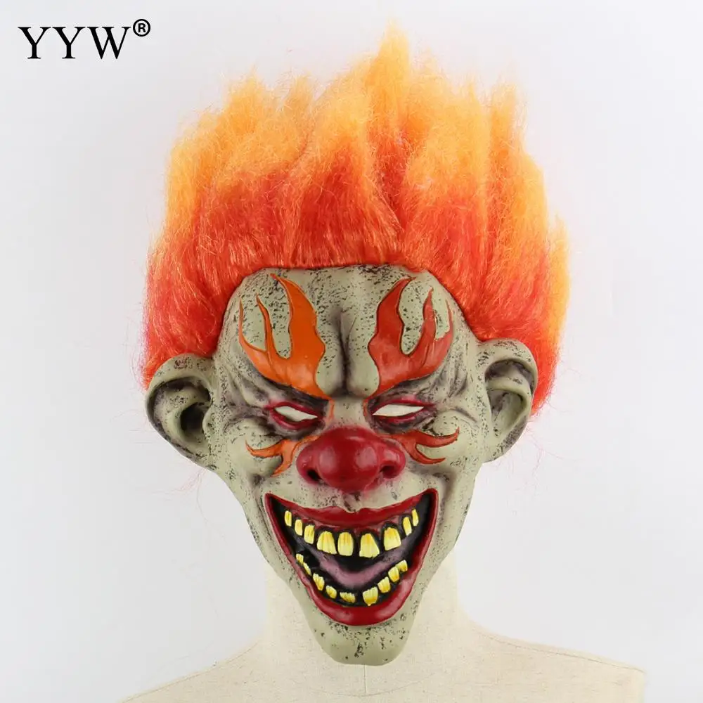 New Halloween Fire Hair Zombie Adult Latex Mask Festival Horror Scary Clown Masks Mascaras Halloween Party Cosplay Masker Props