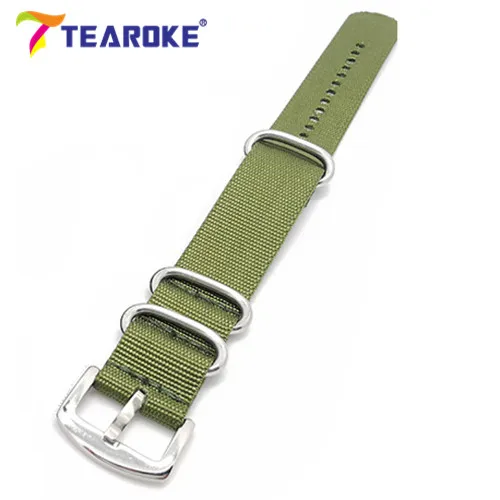 Army green 001 TEAROKE NATO ZULU часы ремешок черный армейский зеленый нейлоновый ремешок 20 мм 22 мм 24 мм полированное кольцо Пряжка Холст замена ремешок для часов - Цвет ремешка: Army green 001